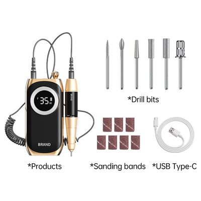 35000RPM Electric Nail Drill Professional Nail File Drill Acrylic Nails Kit for Manicure and Pedicure with 6pcs drill bits