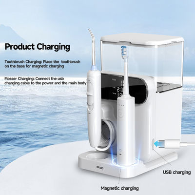 Multi-functional Flosser Oral Irrigator Sonic Vibration 60 degree Oscillation 2 IN 1 Countertop Electric Water Flosser with Toothbrush